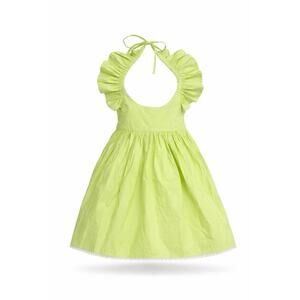 Lacey Lane Girls Lime Green Halter Sundress Ruffle Backless Size 3